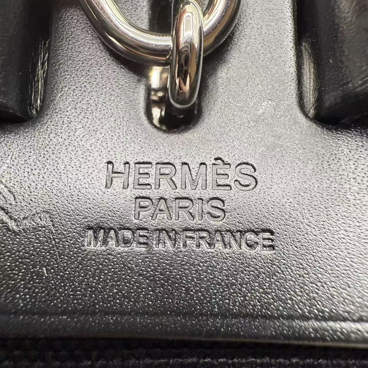 HERMES Military Toile Vache Hunter Herbag a Dos Zip Retourne Backpack Black