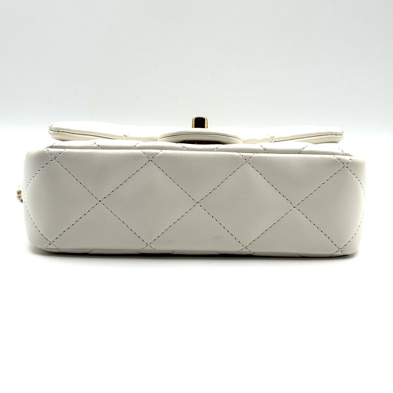 Chanel Top Handle Flap Bag White Lambskin GHW