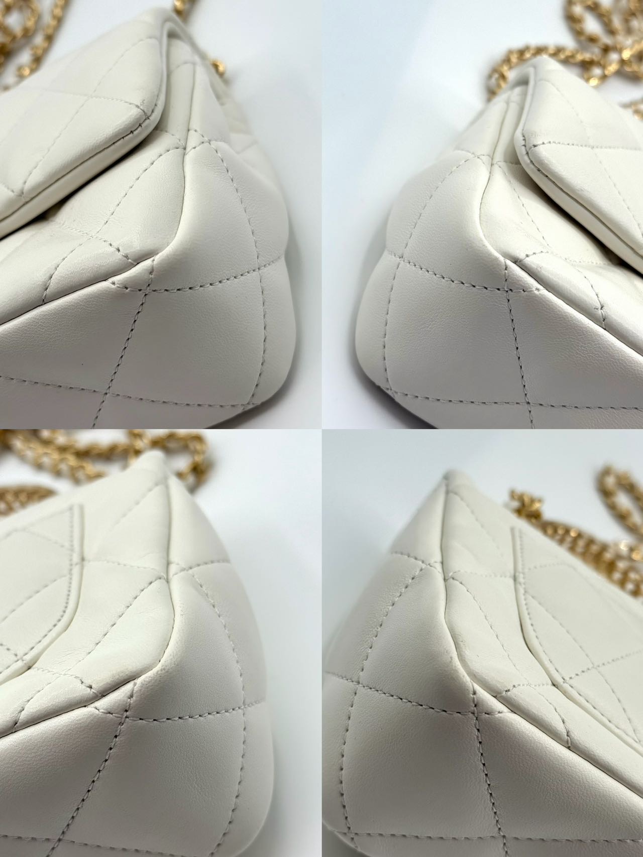 Chanel Top Handle Flap Bag White Lambskin GHW