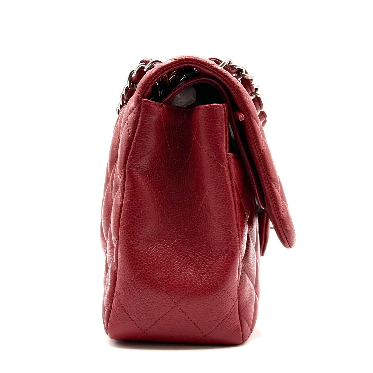 Chanel Red Quilted Caviar Jumbo Classic Double Flap Bag