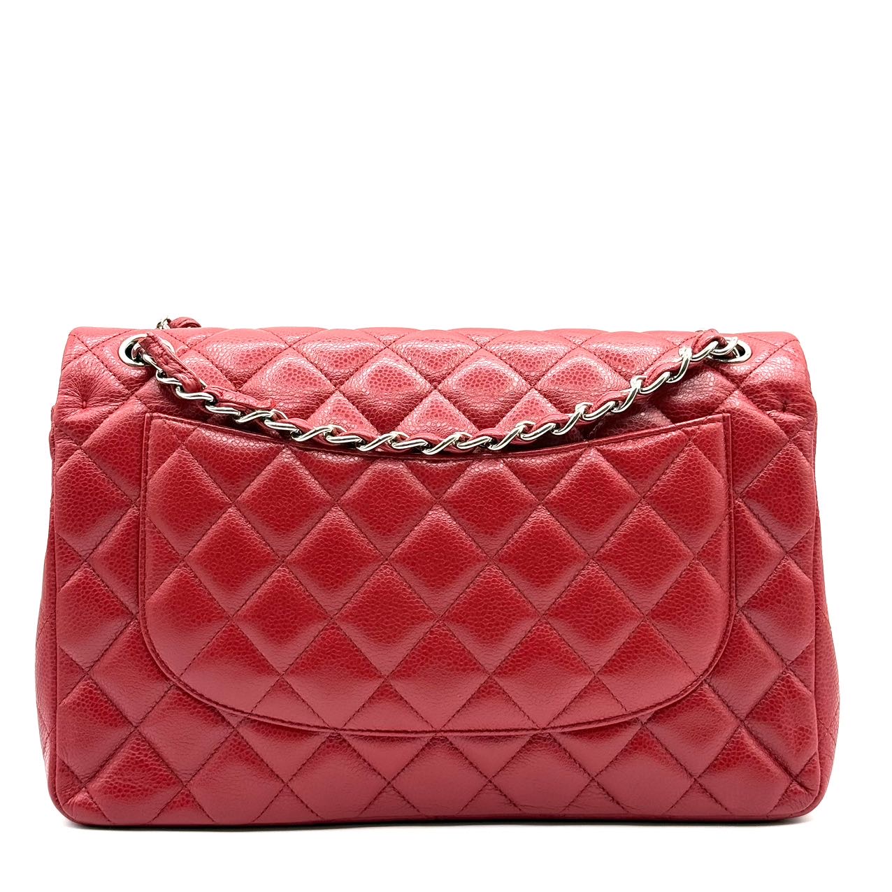 Chanel Red Quilted Caviar Jumbo Classic Double Flap Bag