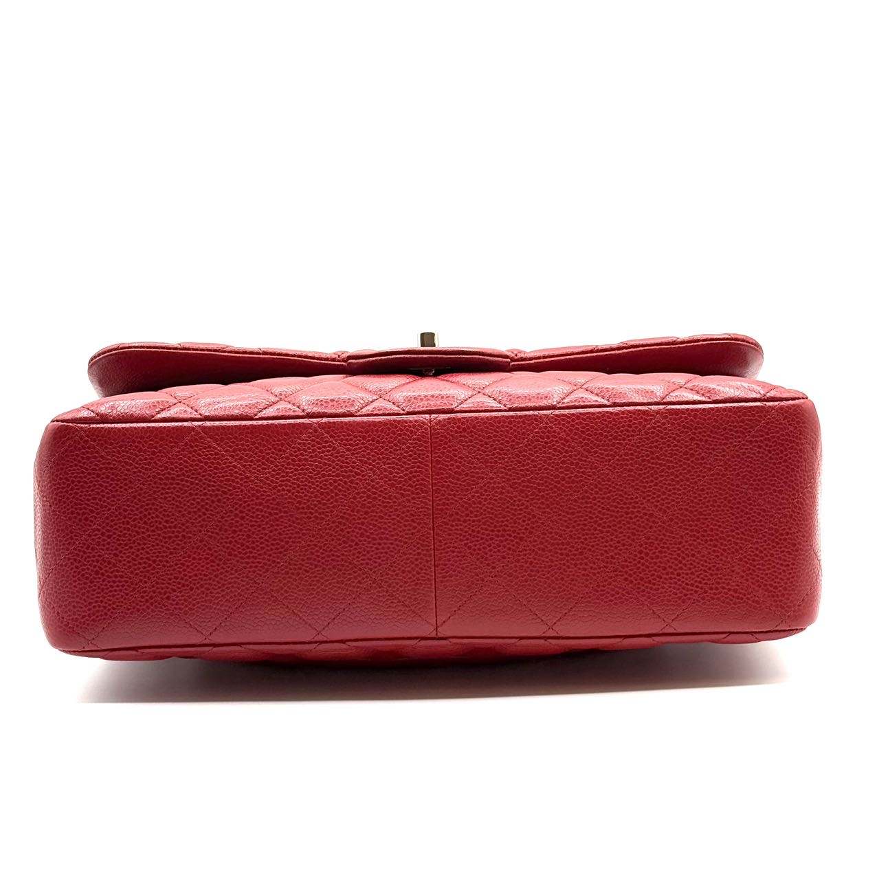 Chanel Red Quilted Caviar Jumbo Classic Double Flap Bag