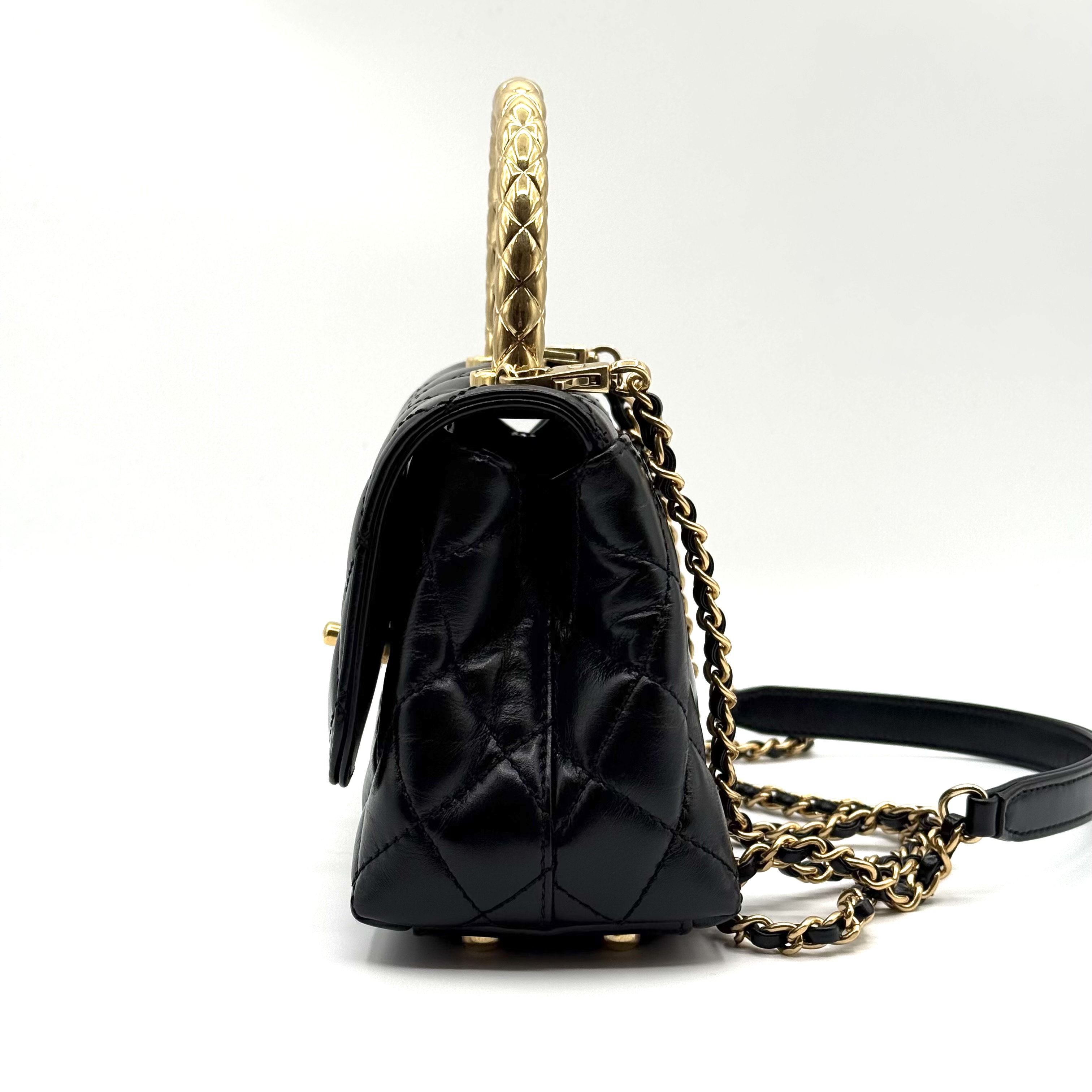 Chanel Mini Coco Handle Shiny Calfskin Black GHW