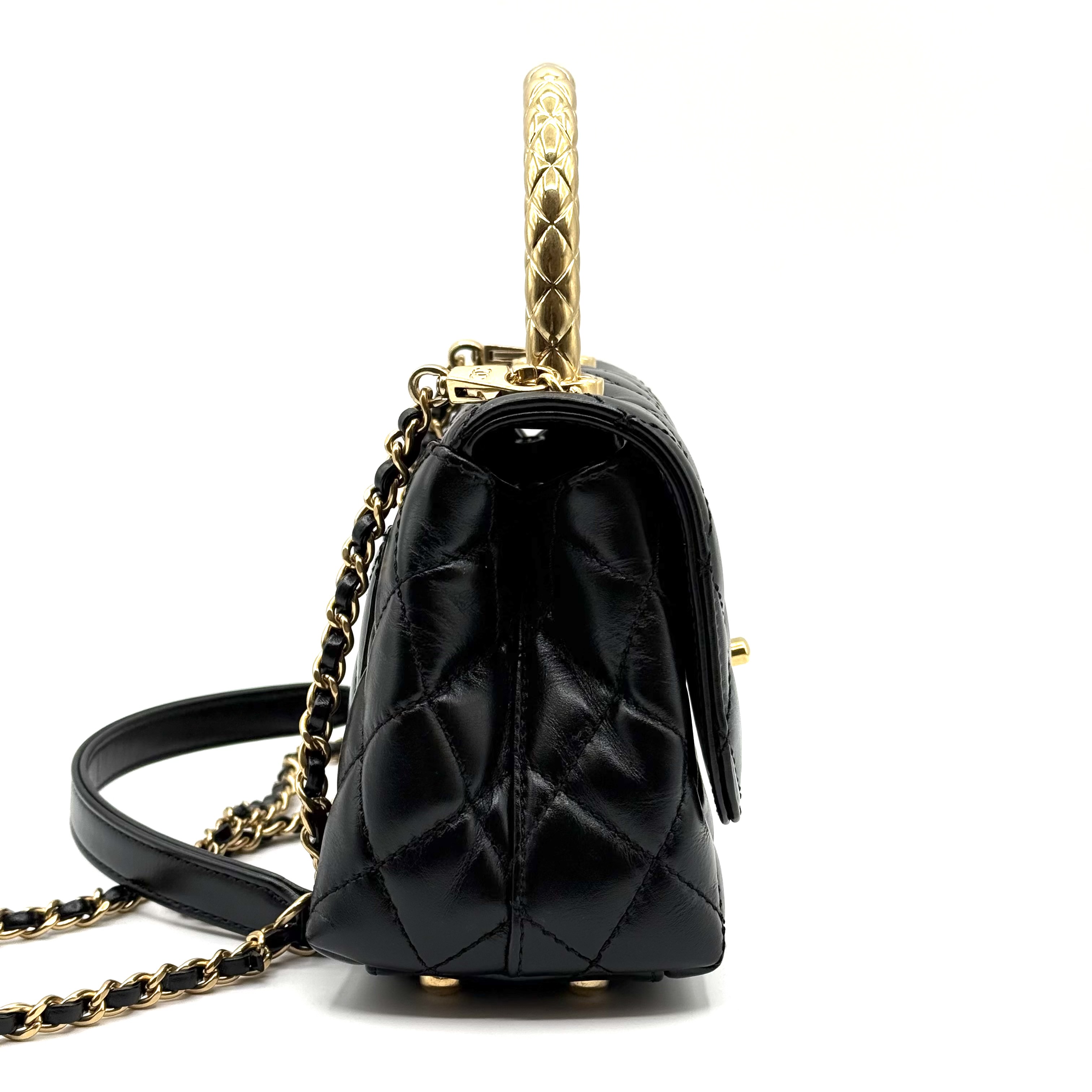 Chanel Mini Coco Handle Shiny Calfskin Black GHW