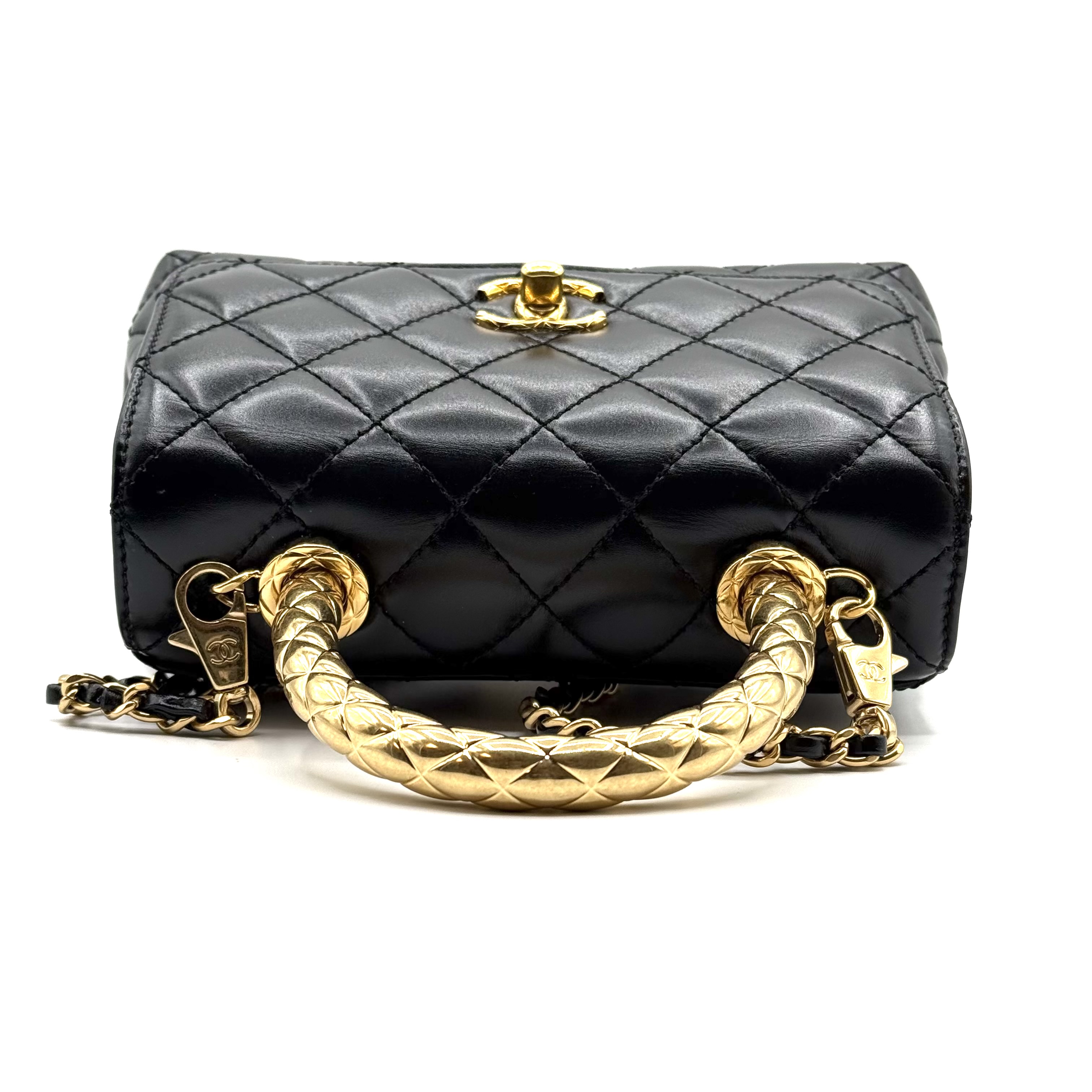 Chanel Mini Coco Handle Shiny Calfskin Black GHW